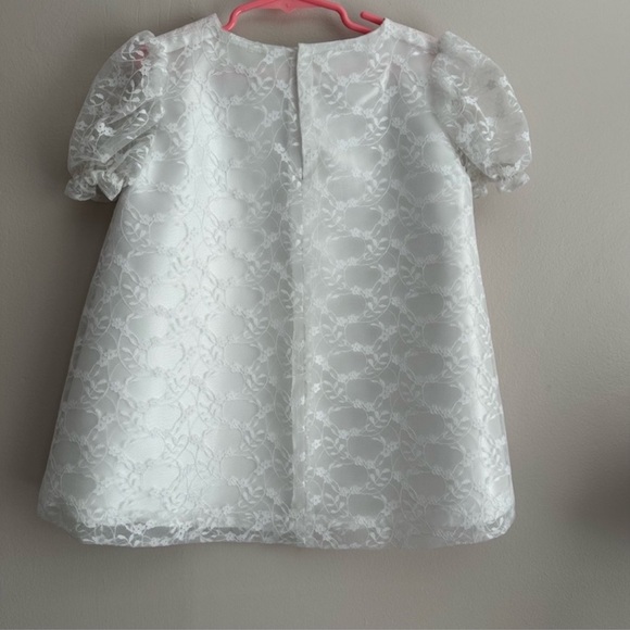 ELEGANT LITTLE GIRL SMOCKED WHITE LACE
OVERLAY DRESS NWOT - Picture 6 of 8